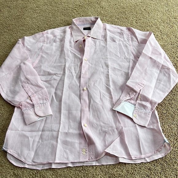 Ermenegildo Zegna XL light pink mens linen shirt.